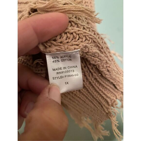 Glitzy&Girly Boutique V Neck Drop Shoulder Distressed Edge Sweater Size 1X - Picture 5 of 6